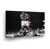 A Famous Picture - Muhammad Ali vs Sonny Liston/Red Gloves CANVAS PRINT First Minute First Round/Knockout/ Decorative Art Wall Decor Artwork- Ready to Hang -%100 Handmade in the USA - 15x22