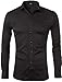 Men's Bamboo Fiber Dress Shirts Slim Fit Solid Long Sleeve Casual Button Down Shirts, Elastic Formal Shirts for Men,Black Shirts,16