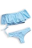 Cupshe Fashion Women Solid Color Falbala Halter Bikini Set