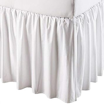 Scala White Solid 700-Thread-Count Split Corner Ruffle Bed Skirt Egyptian Cotton, Full (54-Inch X 75-Inch), Drop Length 13-Inch