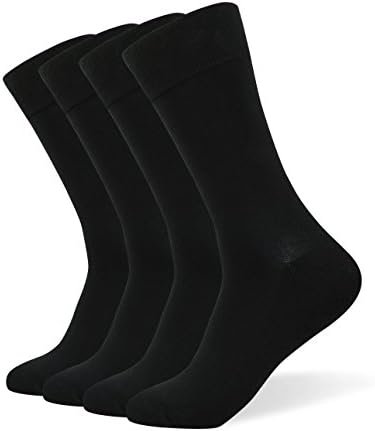 Well Knitting Men's 4 Pack Combed Cotton Half Cushioned Dress Crew Socks