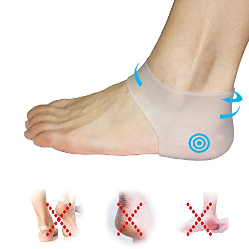 Heel Pain Gel Pads,Moisturizing Compression Sleeve for Plantar Fasciitis Sore Bruised Bone Spurs