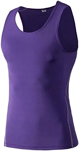 Men's Cool Dry Compression Muscle Tank Top Baselayer Sleeveless?Purple-XXXL?