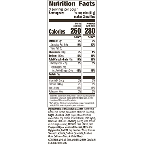 BETTY CROCKER CHOCOLATE CHIP MUFFIN MIX, 6.5 OZ
