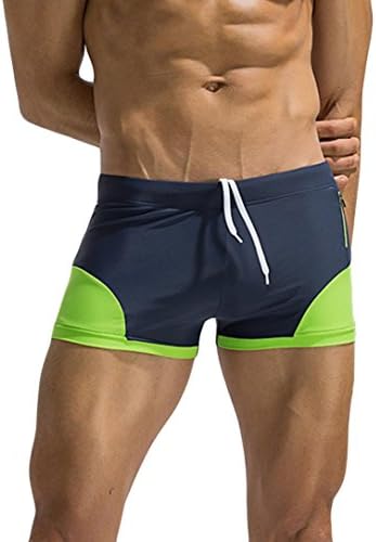 Sansee Mens Breathable Swim Trunks Pants Swimwear Shorts Surf Boardshorts Slim Patchwork Swimsuit (XXL, Blue)