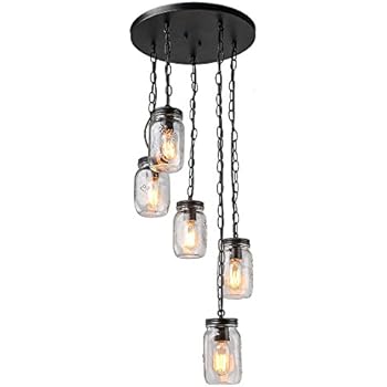 3 Light Glass Island Lighting Vintage Triple Mason Jar Kitchen