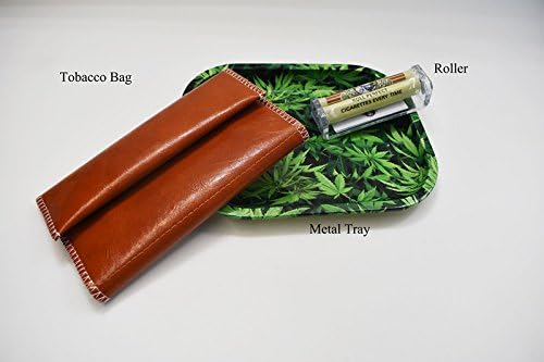 Syentec Rolling Tray Bundle 7'' x 5.5'' +78mm Roller + Tobacco Bag (Metal Tray Random Color )
