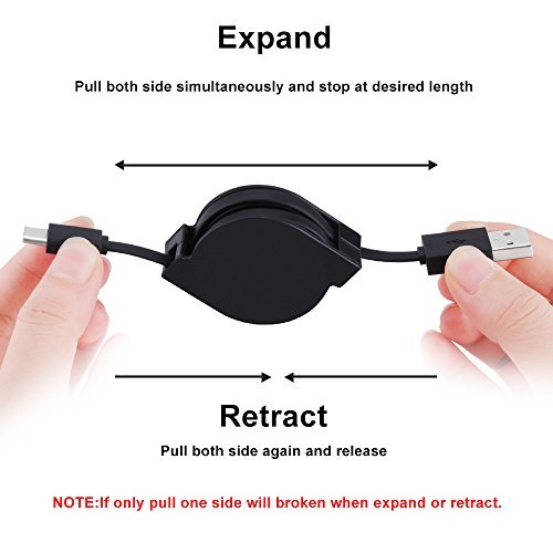 Retractable USB Type C Cable, CIQILY USB C to USB A Cord Data Transfer Sync & Charging for Samsung Galaxy S9 S8 Plus Note 8 LG V30 V20 G6 G5 New Macbook HTC U11/10 Google Pixel 2 XL Moto Z2
