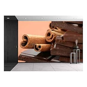 Close-Ups of Chocolate and Cinnamon - Food and Drink - Removable Wall Mural | Self-Adhesive Large Wallpaper - 66x96 inches