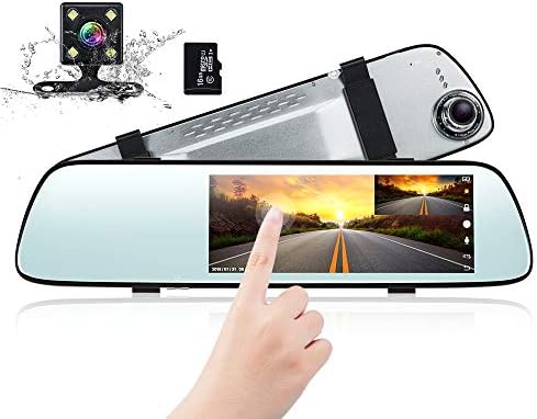 Mirror Dash Cam, WONYERED 1080P Car Camera with 7 Inch Touch Screen 170° Wide Angle Motion Detection G-Sensor Parking Monitoring Night Vision [16G TF Card Include]