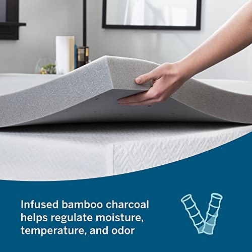 Lucid 3 Inch Mattress Topper QUeen Memory Foam Bamboo Charcoal