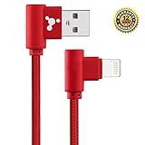Lightning iPhone Charging Bent Cable 90 Degree Nylon Braided USB Data Syncing Compatible with Apple iPhone 7/7 Plus/6/6s/6 plus/6s plus iPhone 5/5s/5c,SE,iPad, iPod & More by MolecularCells