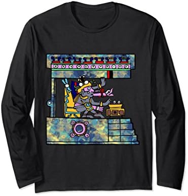 Unisex Maya Deity in Temple | Aztec Maya Inca Culture Long Sleeve 2XL Black