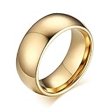 8mm Domed Tungsten Carbide Wedding Band Rings For Men Women Beveled Edge Comfort Fit Size 5-13
