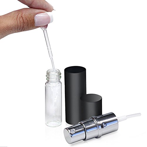 Refillable Glass Perfume and Cologne Fine Mist Atomizers with Metallic Exterior by L'AUTRE PEAU - Portable Travel Size - 3ml Transfer Pipette and Filling Funnel Included - 6 Piece Variety Pack of 5ml - Thumbnail 2