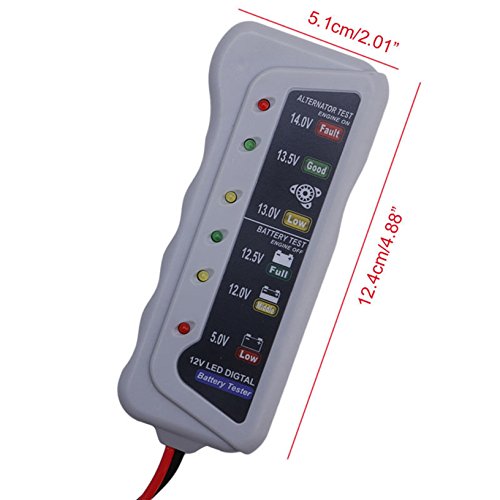 Toyofmine Car Motorcycle Digital Battery Alternator Load Tester 6 LED Display 12V Vehicle