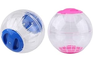 HIDOSNG Hamster Exercise Ball，2Pcs Clear Dwarf Running Ball Portable Hamster Carrier for Dwarf Hamsters（Blue+Pink）
