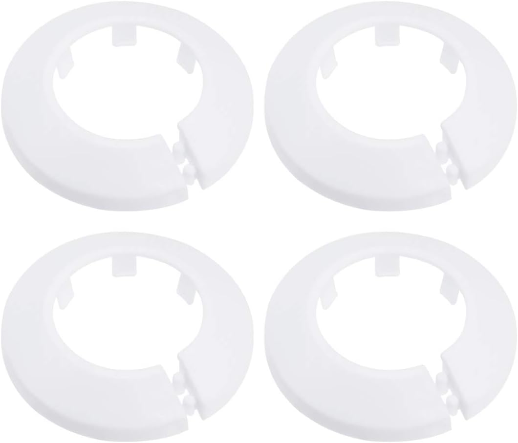 sourcing map 34-35mm Pipe Cover Decoration PP Plastic Water Pipe Escutcheon White 4pcs, 35 mm