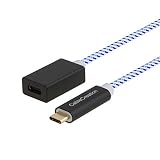 USB C Extension Cable(3A), CableCreation 10Gbps 3.3ft USB 3.1 Type C Male to Female Extension Cable, Support 4K HD Video Audio Transfer, Compatible with MacBook Pro, Samsung Note 8, 1M/Blue and White