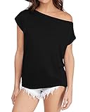 Women's Casual Off Shoulder Lose Sexy Short Sleeveless Blouse Tops T Shirt