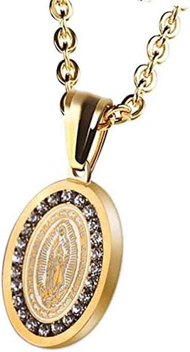 PLY Choker Long Handmade Diamond Necklace Catholic Christian Ancient Bronze European and American Retro Cross Jewelry Rosary Necklace Chain (Color : Gold)