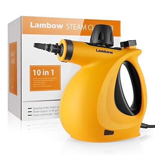Handheld Pressurized Steam Cleaner with 9-Piece Accessory Set - Multi-Purpose and Multi-Surface All Natural, Chemical-Free Steam Cleaning for Home, Auto, Patio, More