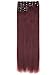Lelinta 7Pcs Full Head 16 Clips in on Double Weft Hair Extensions, Rose Red Straight, 23inch 160g