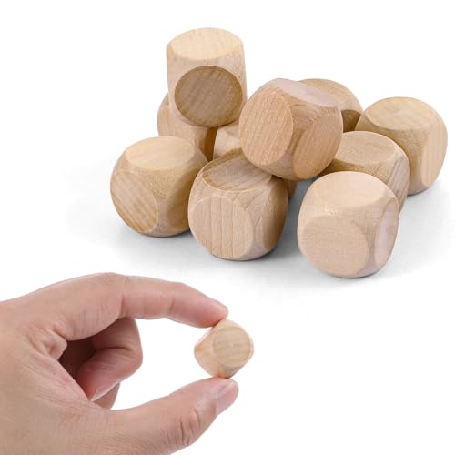 EupHHonycs 10 Pcs Wooden Blank Dice, 6 Sided DIY Graffiti Dice, Round Corner, 1.8cm