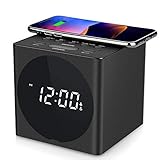 SVINZ Wireless Charging Dual Alarm Clock Radio with Bluetooth Speaker Compatible iPhone X