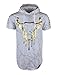 SCREENSHOTBRAND-732 Mens Hip Hop Longline Premium Tee - Pullover Hooded Fashion T-shirt w/Side Zipper Bull Print - White - Large