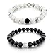 CHOKER Distant Bracelets Couples Black Matte Agate & White Howlite 8mm Beads Bracelet His Hers Relationship Friendship Gift