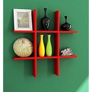 Home Sparkle Plus Shaped Wall Shelves Engineered Wood (Red)