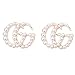 Luxury Letter G Pearl Initial Stud Earrings Drop Statement Earrings for Women Girls (A)
