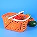 TOYMYTOY Shopping Basket Toy Portable Kids Plastic Grocery Basket with Handle for Children Kids Kitchen Pretend Play Toy (Orange)