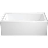 Aqua Eden VTAP6032L22C 60-Inch Anti-Skid Acrylic 3-Wall Alcove Tub with Left Hand Drain Hole, White
