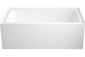 KINGSTON BRASS Aqua Eden VTAP6032L22C 60-Inch Anti-Skid Acrylic 3-Wall Alcove Tub with Left Hand Drain Hole, White