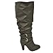 Twisted Women's HAILEY Faux Leather Wide Calf Knee-High Western Heeled Riding Boot with Multi Buckle Straps