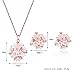 POKICH Rose Gold-Tone Pink Flower Stud Earring and Pendant Necklace Set Costume Fashion Jewelry Set for Women