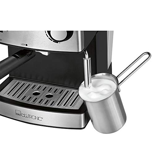 Clatronic Espresso Siebträgermaschine ES 3643, Espressomaschine mit 15 Bar Pump-Druck, Milchschaumdüse, Espresso- und… – Bild 4