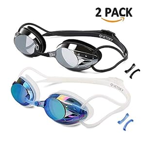 vetoky Swim Goggles, Anti Fog Swimming Goggles UV Protection Mirrored & Clear