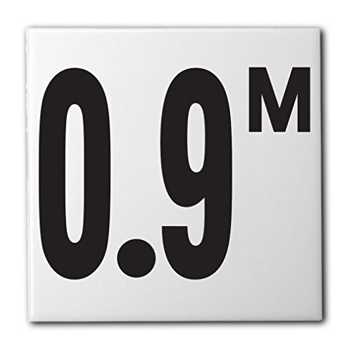 Ceramic Swimming Pool Waterline Depth Marker " 0.9 M " Smooth Finish, 4 inch Font