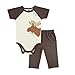 Touched by Nature Unisex Baby Organic Cotton Bodysuit and Pant Set, Moose, 9-12 Months
