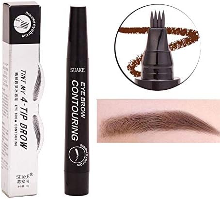 4 Head Fine Sketch Eyebrow Pen Makeup Waterproof Microblading Eyebrow Tattoo Pen Fork Tip Eyebrow Pencils Tint Enhancer Dark Gray