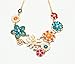 Qiyun Colorful Flower Beaded Festoon Lavalier Y Bib Choker Collar 18K Gold Necklace