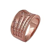 joyliveCY Elegant Women D¨¦cor Xmas Gift New Classical Rose Gold Plated Spin White CZ Filled Copper Ring Size 8