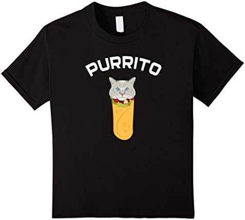 Kids Purrito T-shirt - Funny Mexican Burrito with Cat Face shirt 10 Black