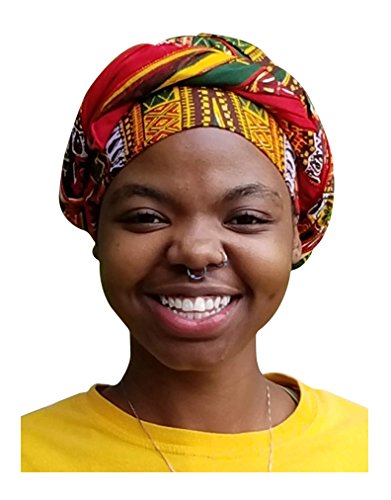 Red African Dashiki Print Ankara Modu Hat Pre-tied Head wrap