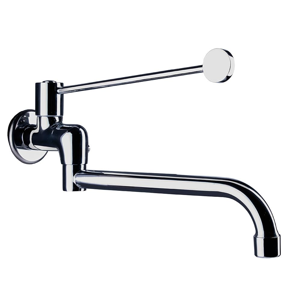 Kibath L162554 Medical Wall Swivel Spout Tap. Ideal for Use in Healthcare Environments with Long Lever Drive, Gloss Chrome