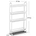 Rackaphile 4-Tier Slim Slide Out Storage Tower Rack Mesh Rolling Organization Serving Cart Shelf for Narrow Spaces Roller, White