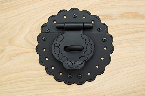 Hasp 5.5" For Trunks or Chests Rustic Hammered Iron Black Finish Hand Crafted Borderland Rustic Hardware - Thumbnail 3
